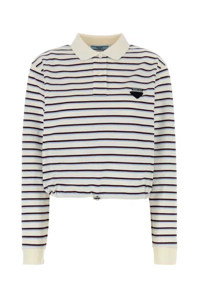 Prada Embroidered Piquet Polo Shirt In Multi