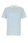 Prada Embroidered Piquet Polo Shirt In Blue