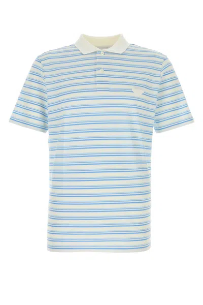 Prada Embroidered Piquet Polo Shirt In Blue