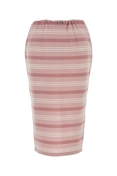 Prada Embroidered Piquet Skirt In White