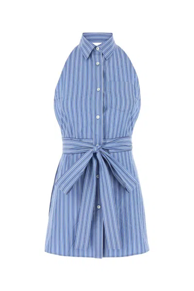 PRADA EMBROIDERED POPLIN MINI DRESS