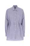 Prada Gestreiftes Hemd Aus Popeline In Blue