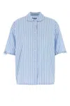 Prada Embroidered Poplin Shirt In Blue