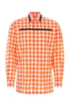 Prada Scalloped Edge Collar Shirt In Checked