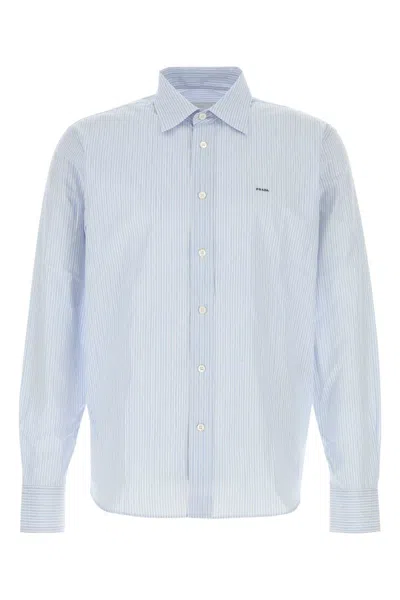 Prada Embroidered Poplin Shirt In White