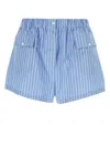 Prada Stripe Elasticized Poplin Shorts