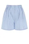 Prada Striped Poplin Bermudas In Blue