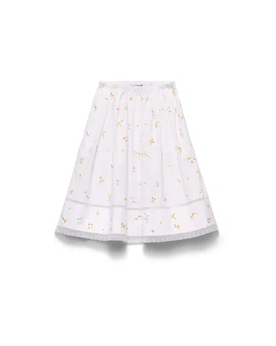 Prada Bestickter Rock Aus Popeline In White