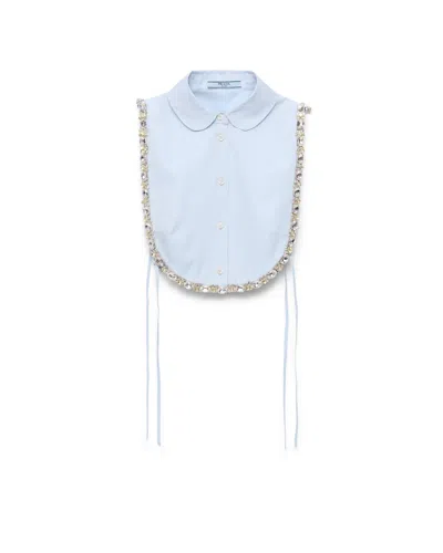 Prada Embroidered Poplin Tie Vest In Astro