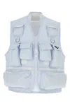 Prada Striped Sleeveless Vest With D-ring Accents