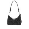 Prada Embroidered ' Re-edition' Mini Bag In Black