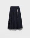 Prada Embroidered Rush Stitch Midi-skirt In Blue