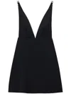 Prada Embroidered Sablé Mini-dress In Black