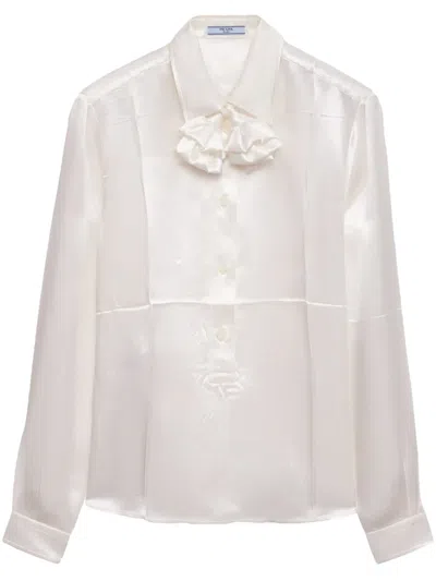 Prada Embroidered Shirt In White