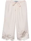 Prada Embroidered Silk Bermuda Shorts In Pink
