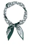 Prada Lightweight Rectangular Silk Scarf With Triangle Pattern In Green
