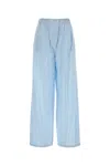Prada Striped Silk Lounge Trousers With Button Detail In Blue