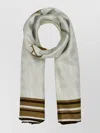 Prada Embroidered Silk Scarf In Geometric Pattern In Neutral