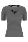 Prada Embroidered Silk T-shirt In Black