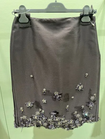 Prada Embroidered Skirt In Grey