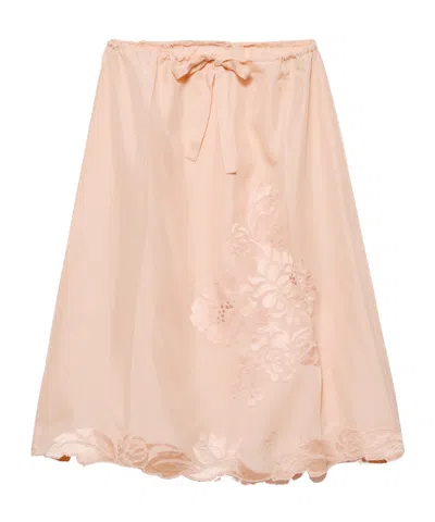 PRADA EMBROIDERED HABUTAI SILK SKIRT