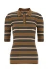 Prada Stretch Cotton Blend Polo Shirt With Embroidery In Multi