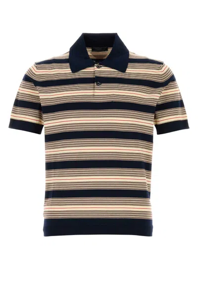 Prada Embroidered Stretch Cotton Blend Polo Shirt In Multi