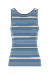 Prada Embroidered Stretch Cotton Blend Tank Top In Blue