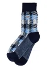 Prada Embroidered Stretch Cotton Socks In Blue