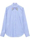 Prada Poplin Shirt With Rhinestone Detail In Blue