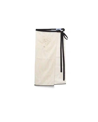 Prada Embroidered Striped Apron In Yellow
