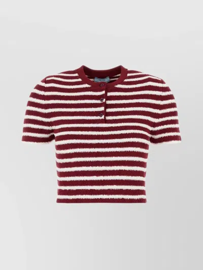 PRADA EMBROIDERED TERRY FABRIC POLO SHIRT
