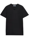 Prada Embroidered Triangle Logo Jersey T-shirt In Black