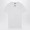 Prada White T-shirt In Jersey With Embroidered Triangle Logo Women In White