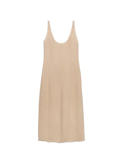 Prada Embroidered Triple-chiffon Dress In Neutral