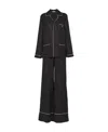 Prada Embroidered Twill Pajamas In Black
