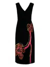 Prada Embroidered Velvet Dress In Black