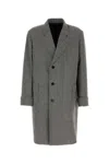 Prada Embroidered Wool Blend Coat With Notch Lapel In Gray