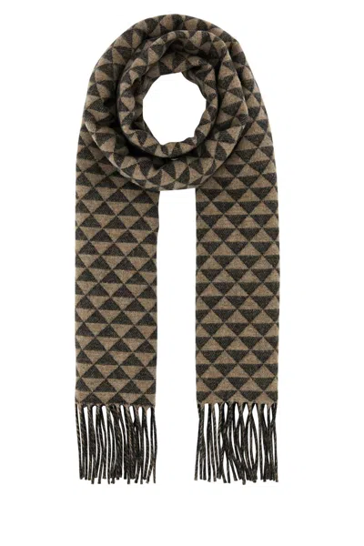 PRADA PRADA EMBROIDERED WOOL BLEND SCARF