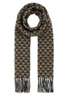 Prada Embroidered Wool Blend Scarf In Printed