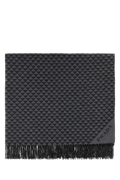 Prada Embroidered Wool Blend Symbole Double Blanket