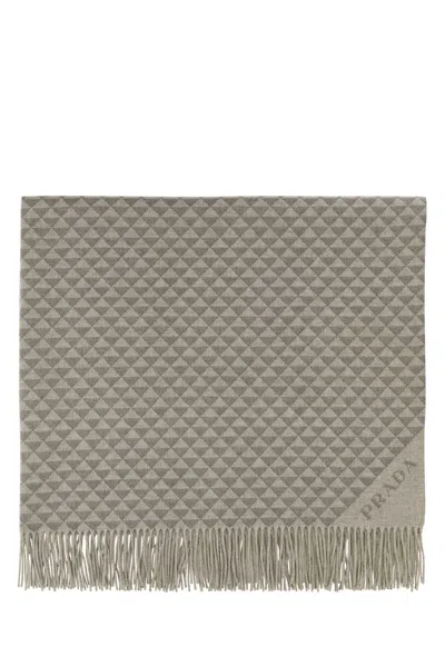Prada Embroidered Wool Blend Symbole Double Blanket