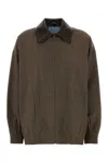 Prada Embroidered Wool Jacket In Brown