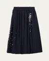 Prada Embroidered Rush Stitch Midi-skirt In Brown