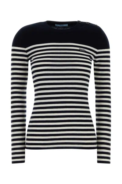 Prada Embroidered Wool Sweater In Black