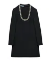 Shop Prada Embroidered Sablè Compact Mini-dress In Black