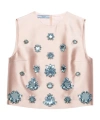 Prada Besticktes Top Aus Seide Und Wolle In Snow Pink