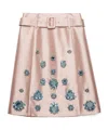 Prada Embroidery Silk Wool Skirt In Alabaster Powder Red