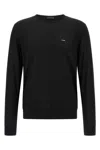 Prada Wool Crew Neck Sweater With Ribbed Cuffs In Black