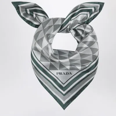 Prada Emerald Printed Silk Twill Scarf 55x55